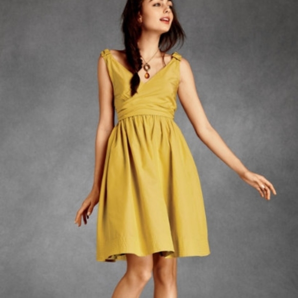 Anthro BHLDN Hitherto Yellow Fit&Flare Dress - Picture 1 of 8